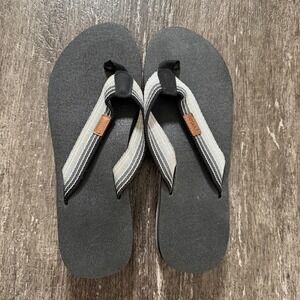 Peyino Flip Flops Sandals Black White Grey Stripe Tan Size 38 EU / 5 Men / 7.5 W